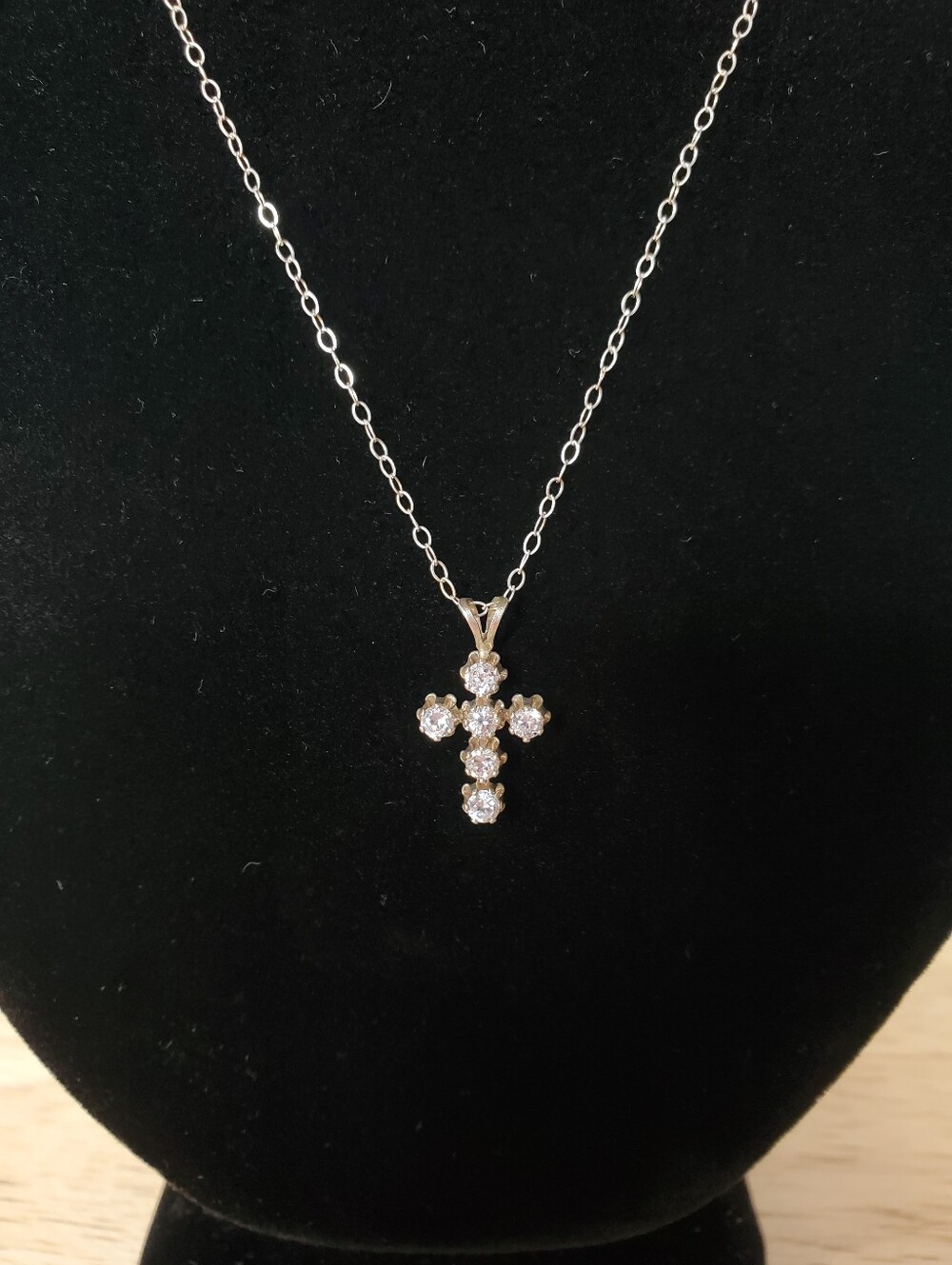 Sterling Silver Cubic Zirconia Cross Necklace 925